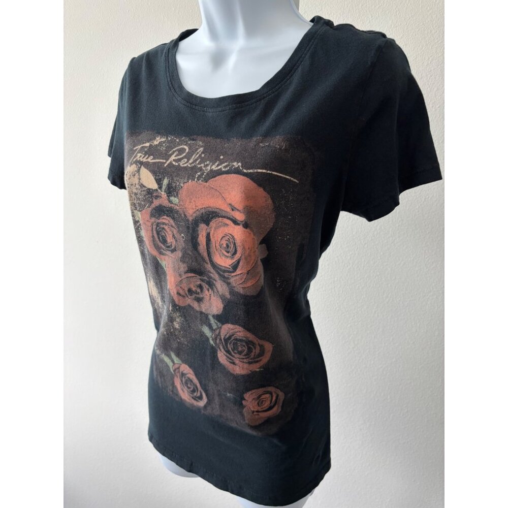 True Religion Rose Graphic T-Shirt Small Crew Neck Streetwear Festival Boho Rock - Picture 14 of 16